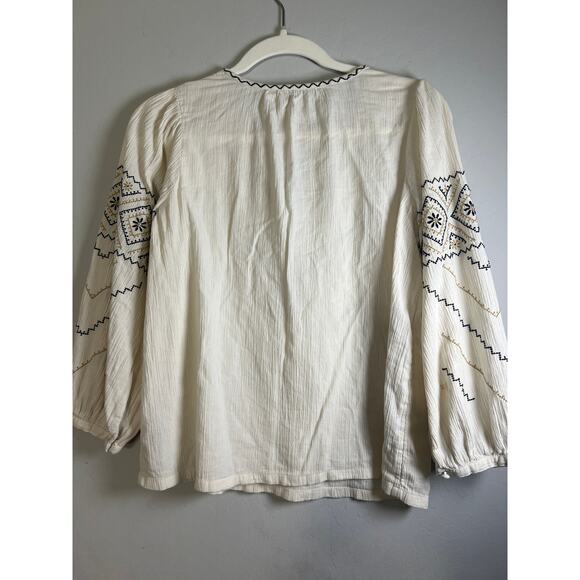 188 Madewell Embroidered Peasant Top White Size XS - Picture 6 of 6